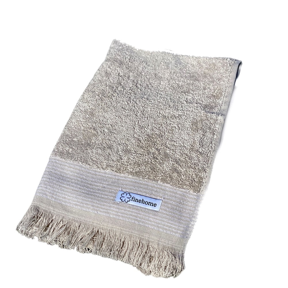 Beige gæstehåndklæde med frynser, 100% bomuld