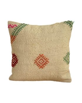 Lys kelim pude med unikt mønster 40x40 cm med inderpude