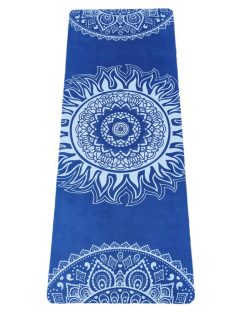 Blaa og hvid ruskind yogamaatte 4mm fra finehome