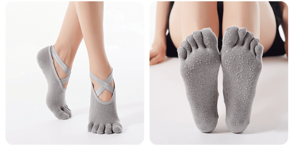 Tåsokker til Yoga & Pilates i grå fra finehome