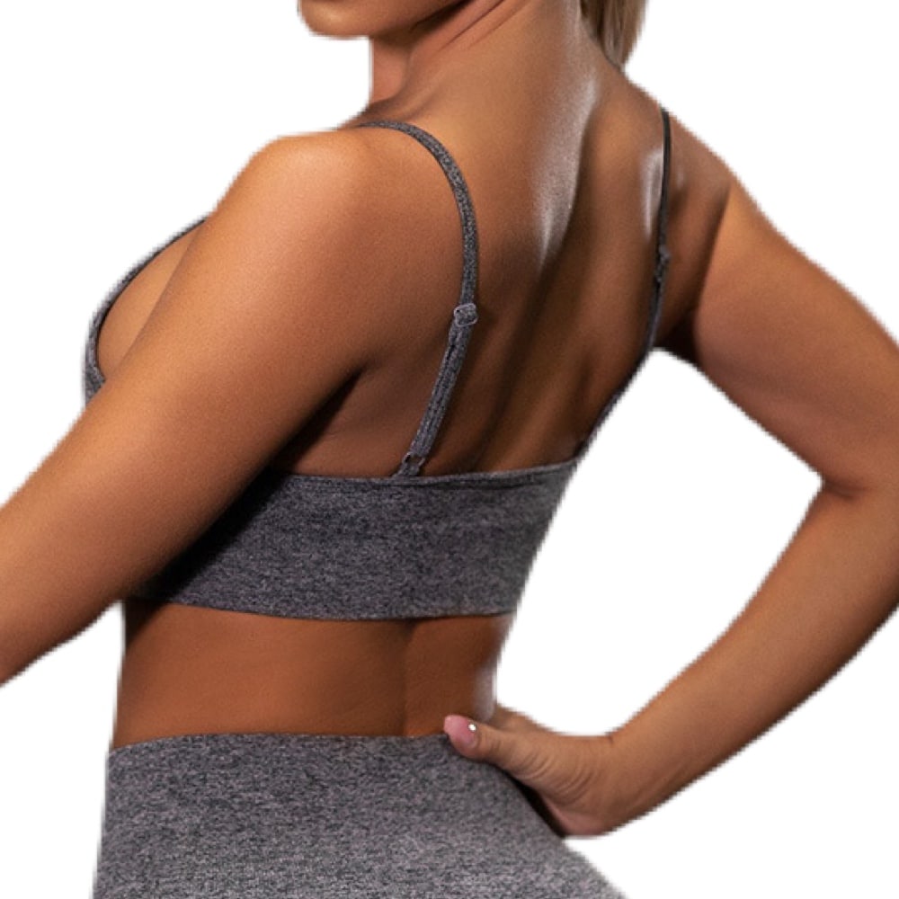 Grå sports bh med god elastik til dame