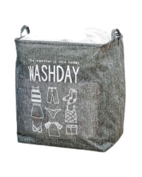 Grå snavsetøjskurv til nem transport og opbevaring af vasketøj