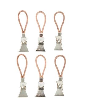 6 stk. håndklædeclips og klips med læderstrop fra finehome