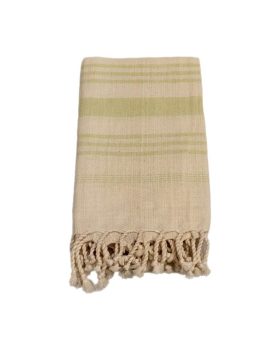 Hammam håndklæde lille i naturfarve med striber i mint