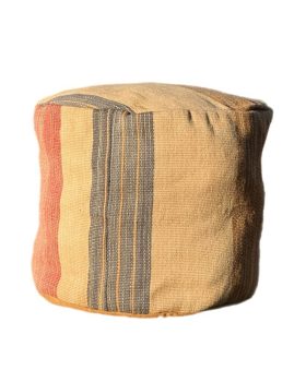 Rund kelimpuf i brune, blå lyse røde farver 50x42