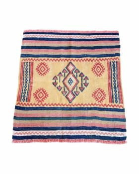 lille kelim tæppe - kelim løber med mønster i lyserød, gul, blå