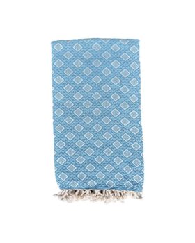 Mint blå hammam håndklæde med mønster - stort og blødt 100x180 cm