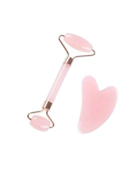 Ansigtsruller og massagesten i lyserød