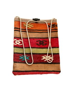 Farvestrålende kelim taske med skulderrem