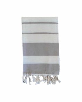 Ægte hammam håndklæde med råhvide og beige striber