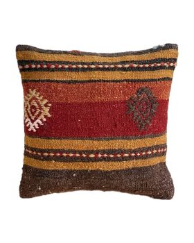 Kelim pude nr. 131 måler 40x40 cm. finehome vintage pude er i brændte og brune farver med unika mønster