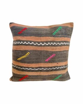 finehome kelim lounge pude 50x50 cm i jordfarver med unika mønster