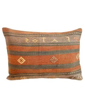 Kelim puder 40x60 cm med fyld i smukker farver med skrifttegn