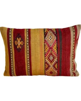 finehome kelim pude 40 x 60 cm i smukke røde og karry farver