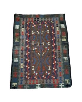 finehome kilim tæppe 52x150 cm i brun, orange, blå, grå, grøn og beige