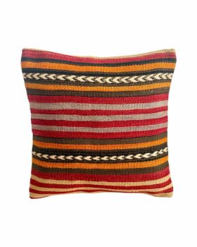 Kelim pude med mønster og striber 40x40 cm i smukke farver