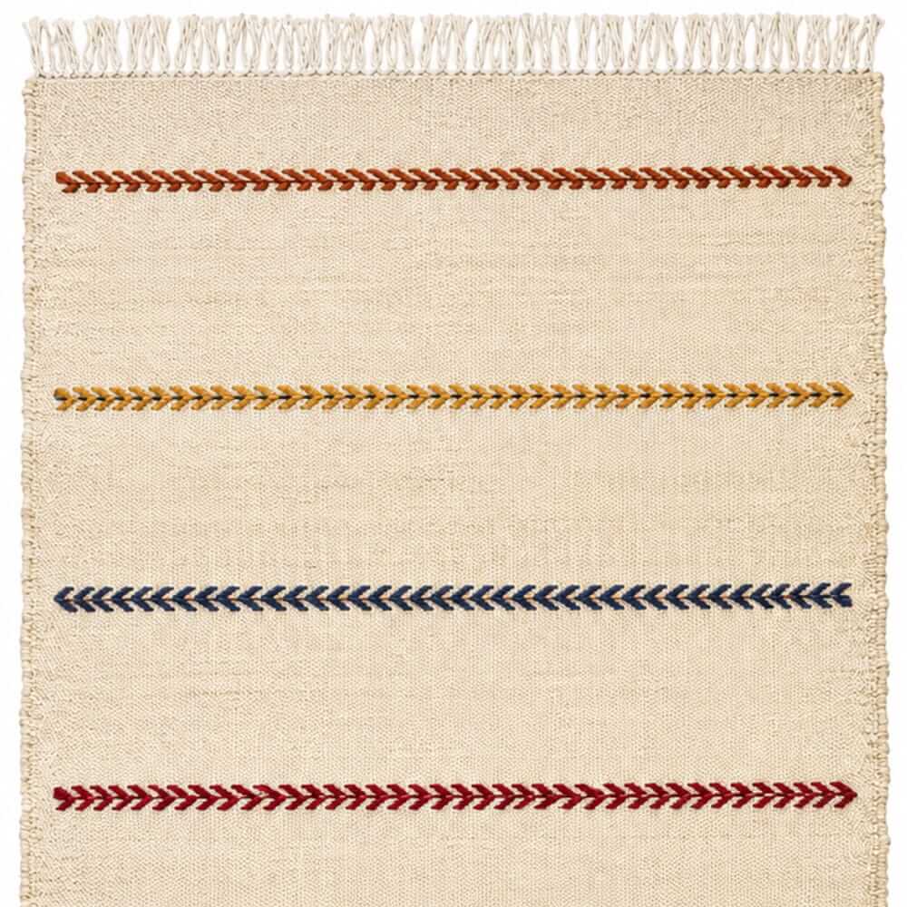 Kelimtæppe naturfarve med smukke striber 55x95 cm