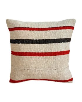 Kelim pude i smukke farver - naturfarve, orange og brun, 40x40 cm