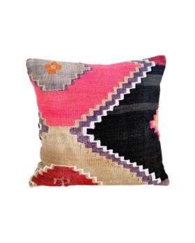Kilimpude 50x50 cm i lyserød, sand sort og rød