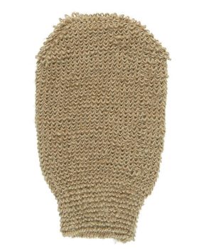 Badehandske i jute bruges til exfoliering af huden og efterladen huden blød og frisk