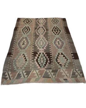 Kelim tæppe 155x200 cm af ægte orientalsk kelim i smukke farver med mønster