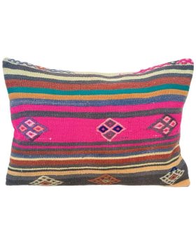 Kelim pude 169 i pink med smukke brune og brændte farver 40c60 cm