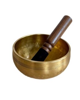 Syngeskål i messing med trækølle - 10 cm