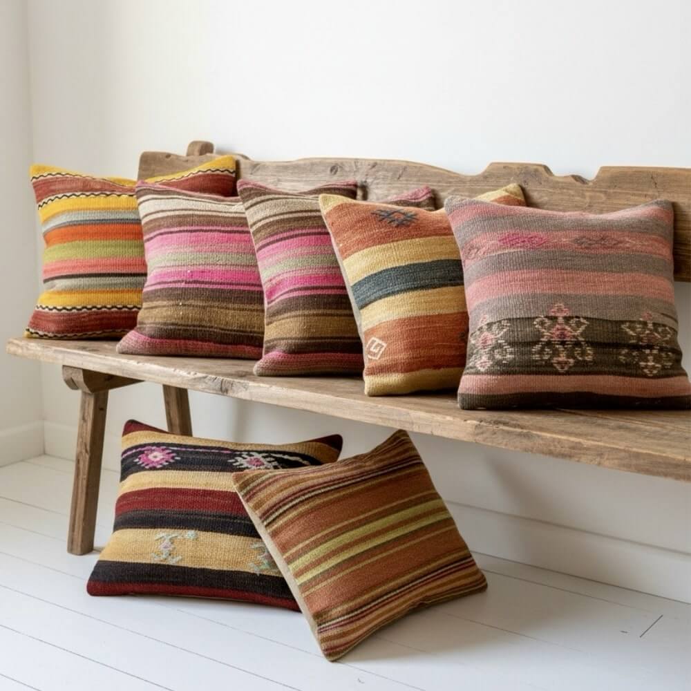 kelim puder fra danske finehome Kelim puder og tyrkiske puder 40x40, 50x50 og 60x60 fra finehome
