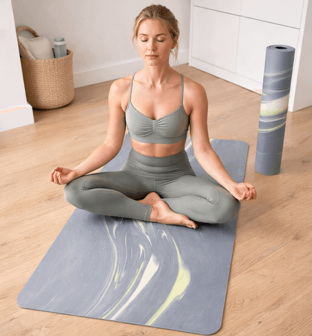 stabil og professionel yogamåtte i meget smukke farver 183x68x4,5