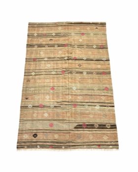 Fladvævet finehome kelimtæppe 175x300 cm i smukke jordnære farver