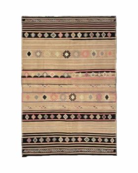finehome ægte kelim tæppe 162x280 cm i smukke pastelfarver