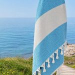 Originale hammam håndklæder 100x180 i 100% bomuld - natur/turkis