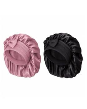 silke bonnet - silke sovehætte til dig hår i sort og rosa
