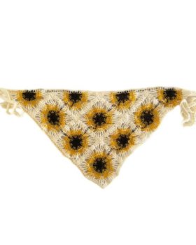 Bandana hæklet råhvid, brun og gul